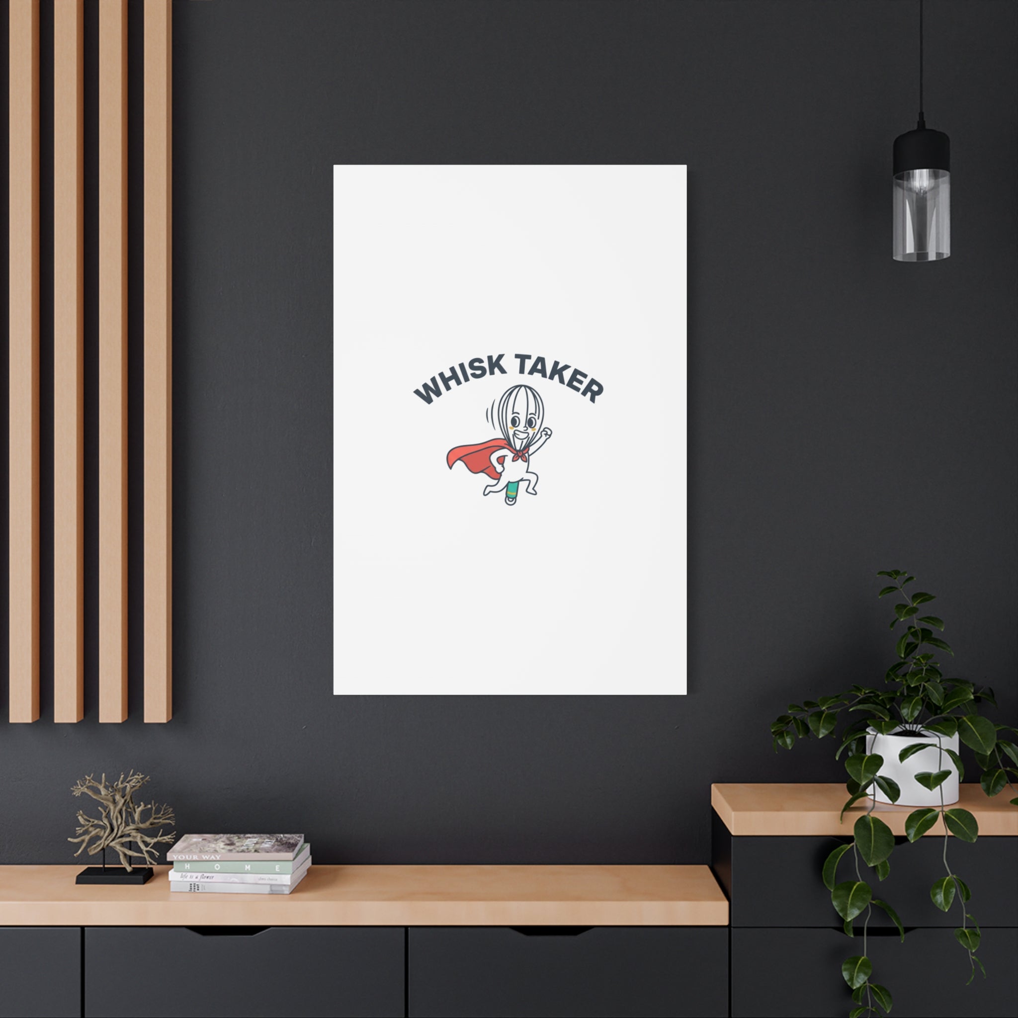 Whisk Taker Canvas, Stretched | Kitchen Pun Minimalism, cooking humor