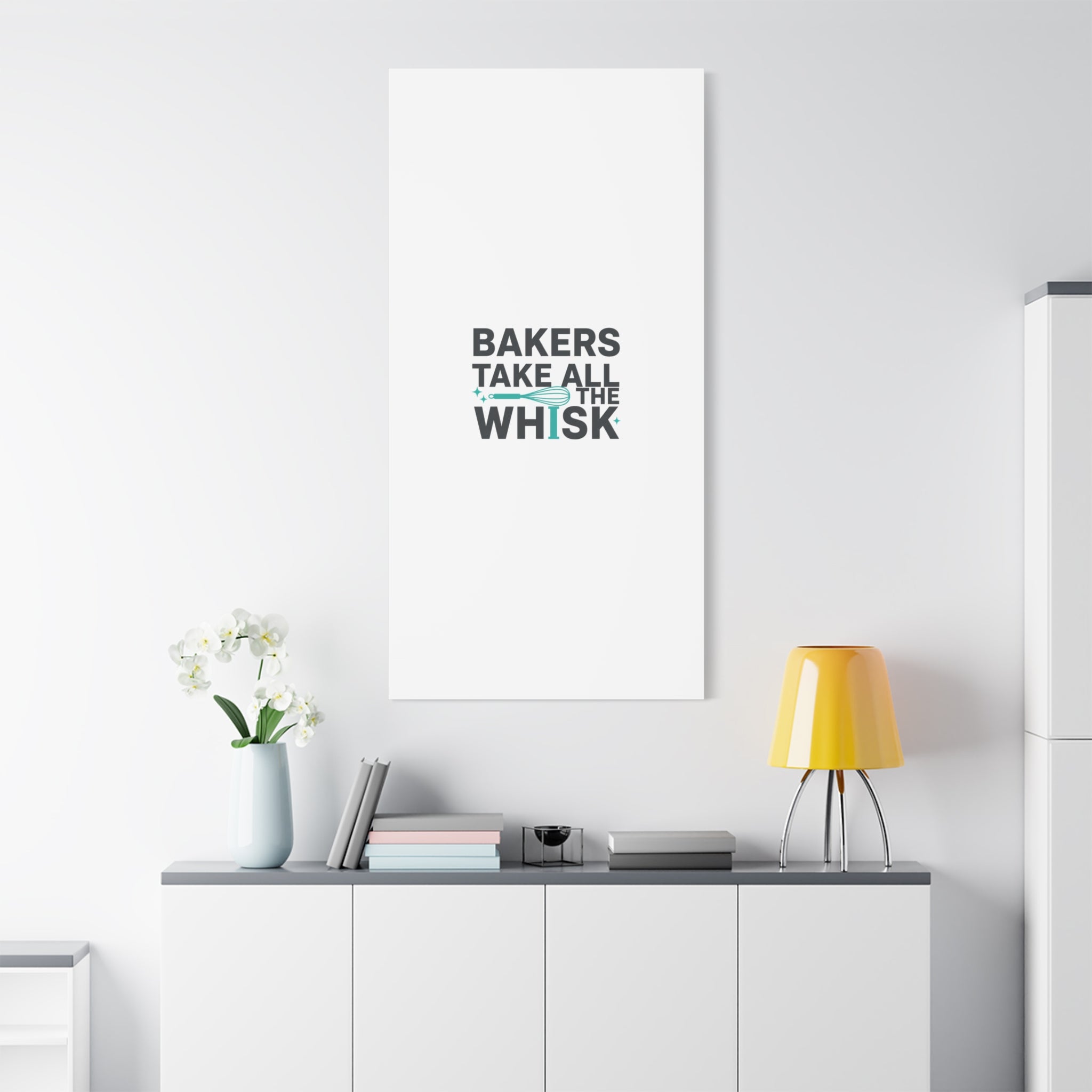 Bakers Take All The Whisk Canvas, Kitchen Pun Minimalism, cooking humor wall art