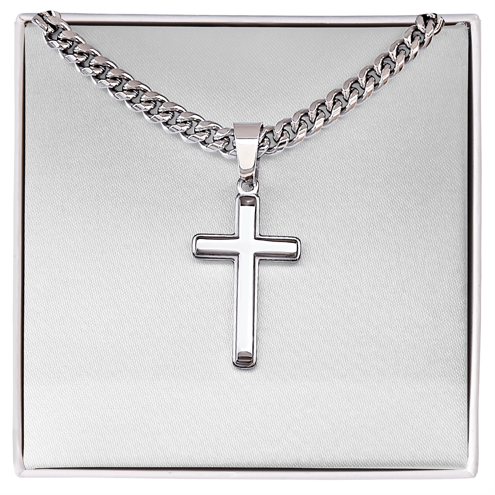 Artisan crafted Cross with Cuban chain Necklace