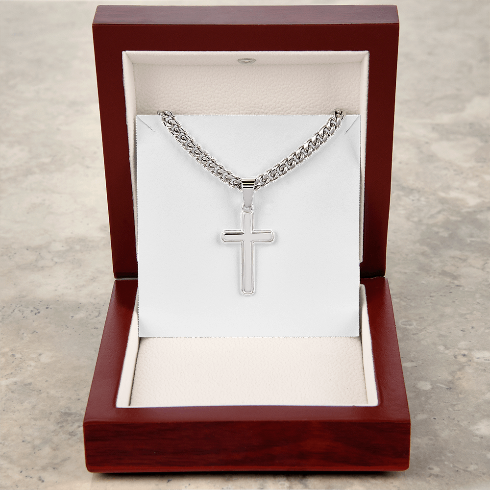 Artisan crafted Cross with Cuban chain Necklace