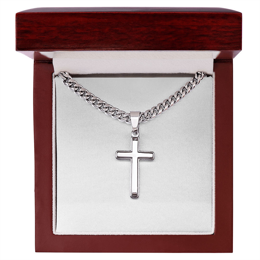 Artisan crafted Cross with Cuban chain Necklace