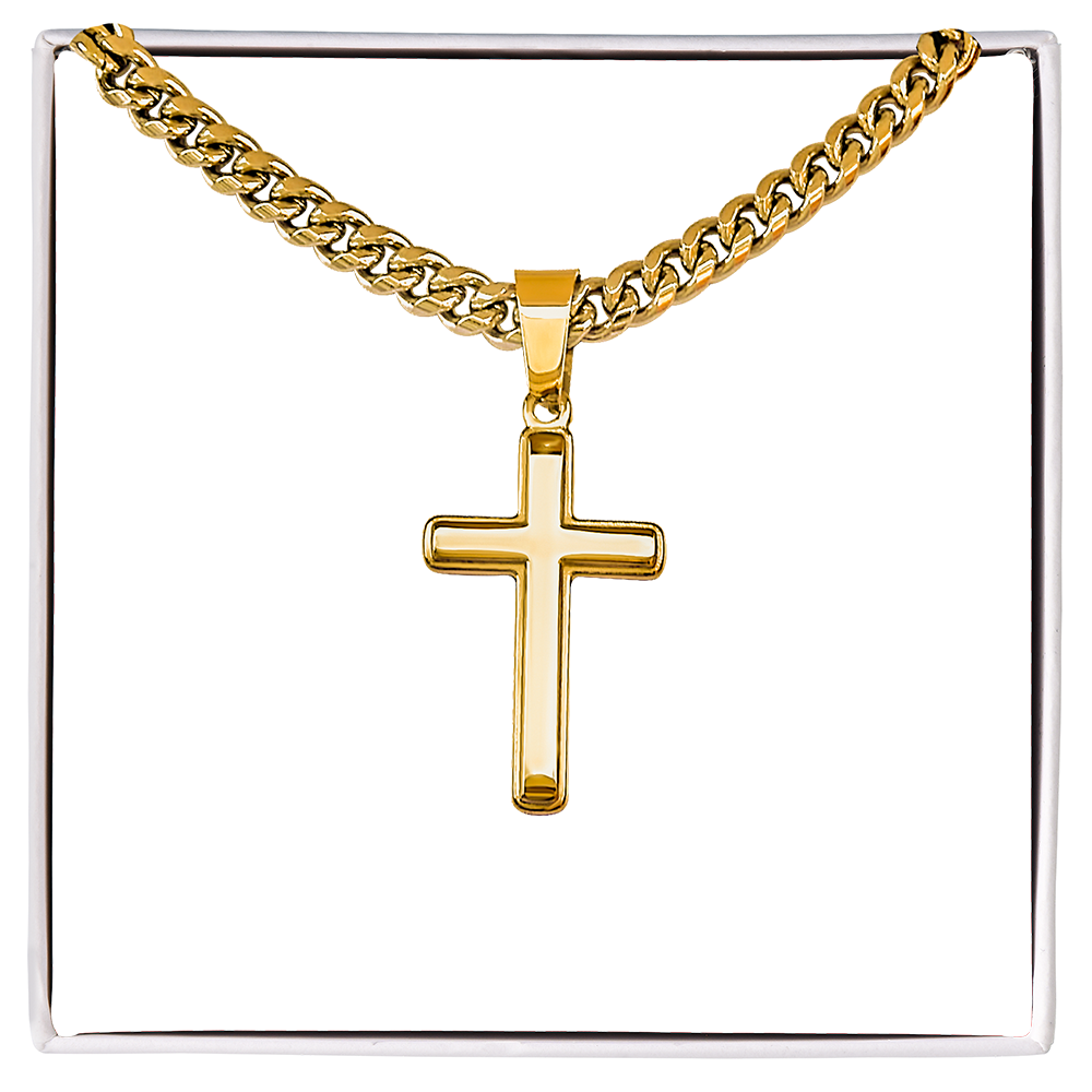 Artisan crafted Cross with Cuban chain Necklace