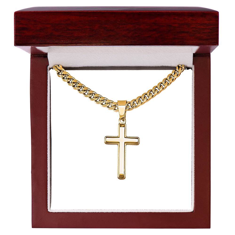 Artisan crafted Cross with Cuban chain Necklace