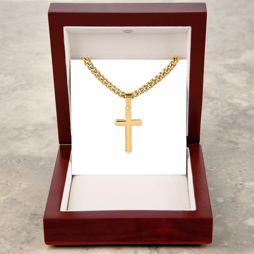 Artisan crafted Cross with Cuban chain Necklace