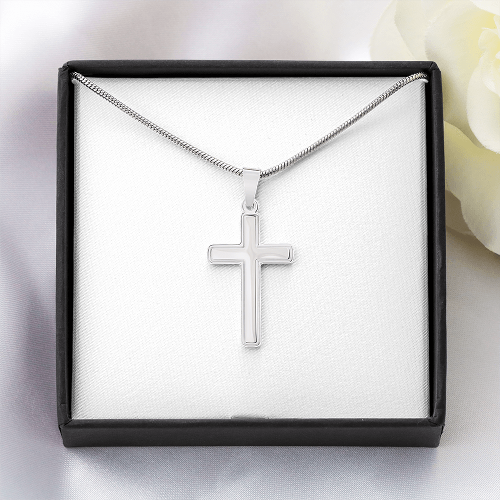 Artisan cross necklace with snake chain