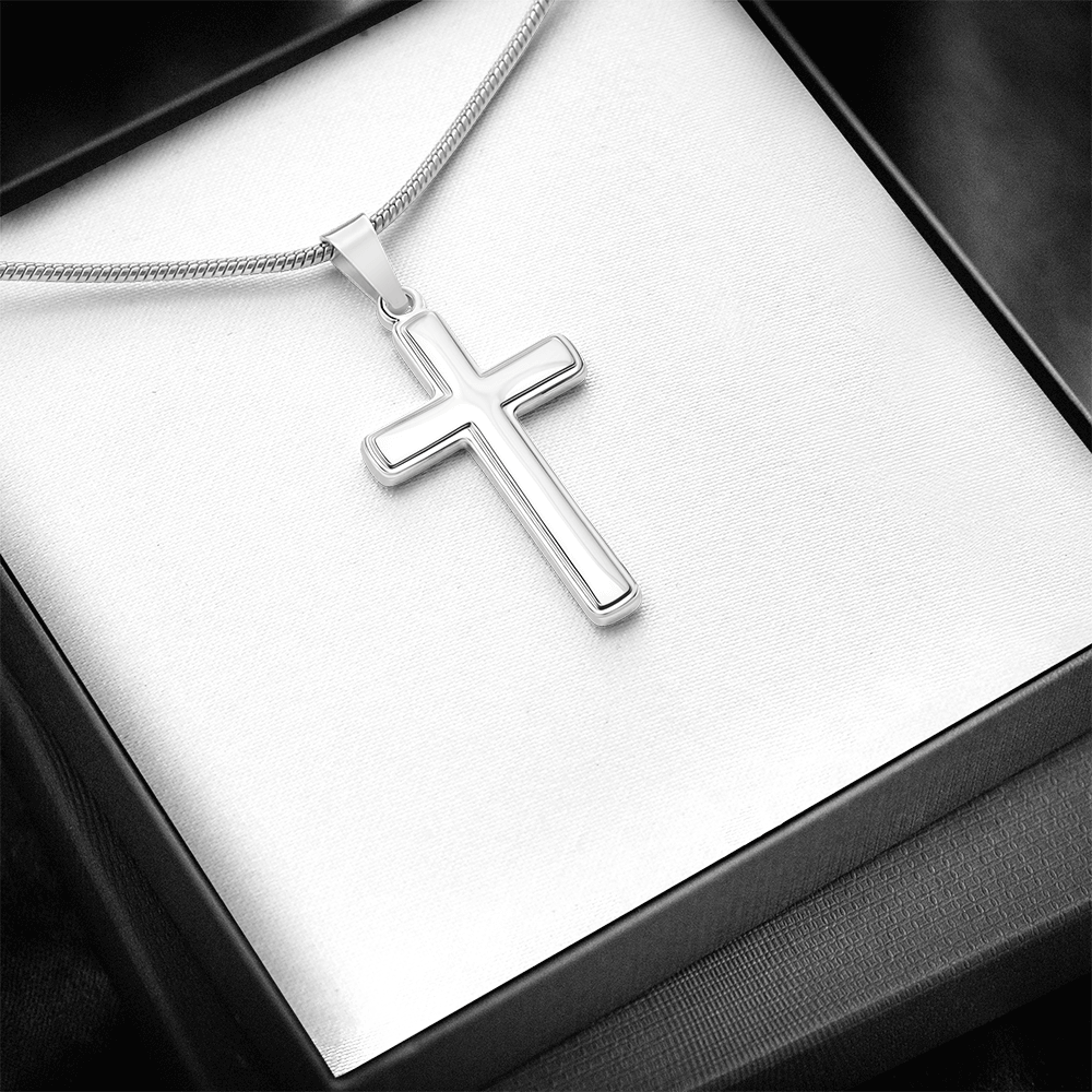 Artisan cross necklace with snake chain