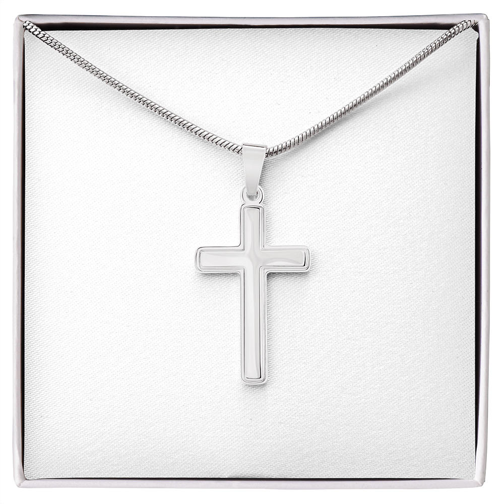 Artisan cross necklace with snake chain