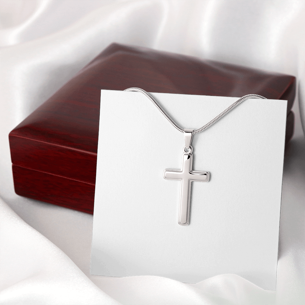 Artisan cross necklace with snake chain