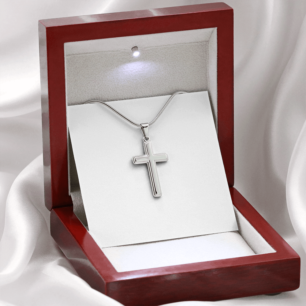 Artisan cross necklace with snake chain