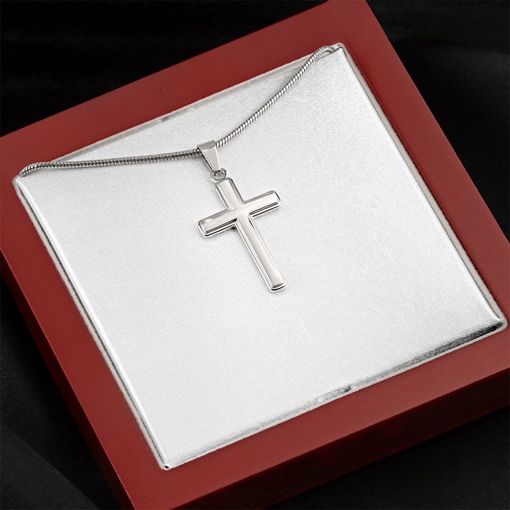 Artisan cross necklace with snake chain