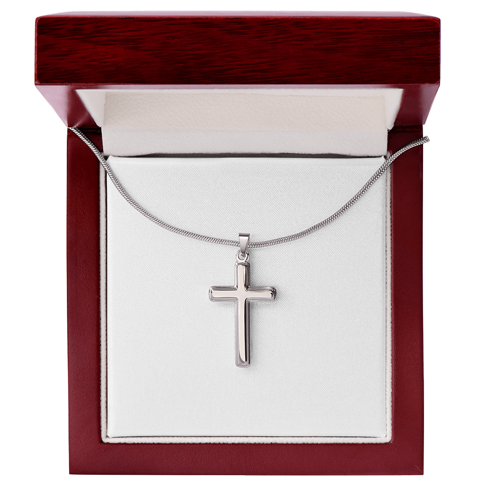 Artisan cross necklace with snake chain