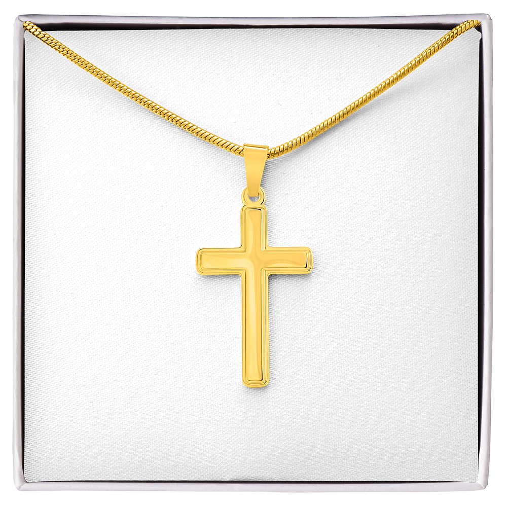 Artisan cross necklace with snake chain