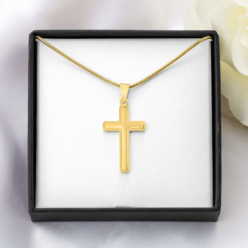 Artisan cross necklace with snake chain