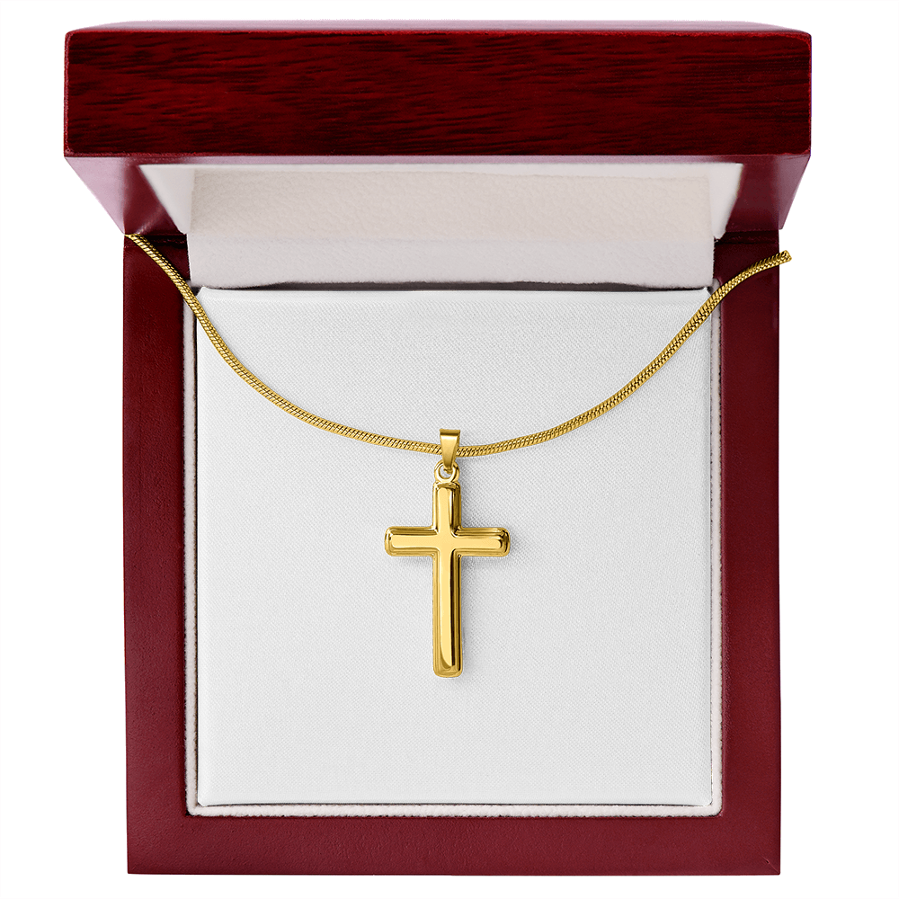 Artisan cross necklace with snake chain