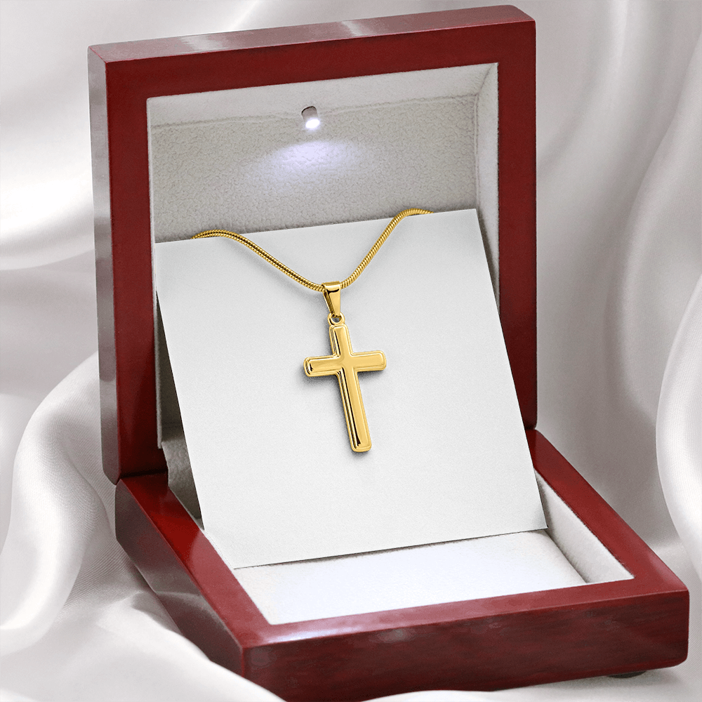 Artisan cross necklace with snake chain