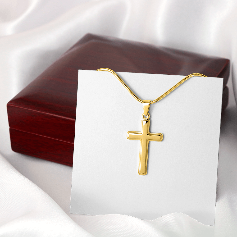 Artisan cross necklace with snake chain